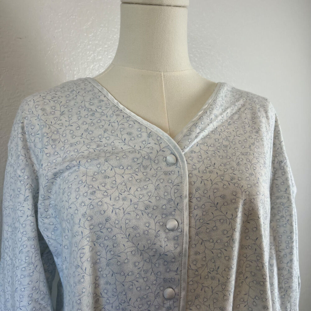 VTG Victorias Secret Sleep Top Womens Small White Floral Button Front Cotton Y2K - Picture 2 of 10